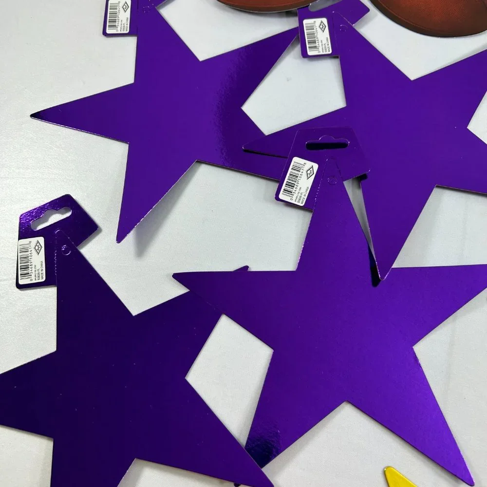 Lot Purple Gold Stars Football Party Paper Decorations Birthday Graduation